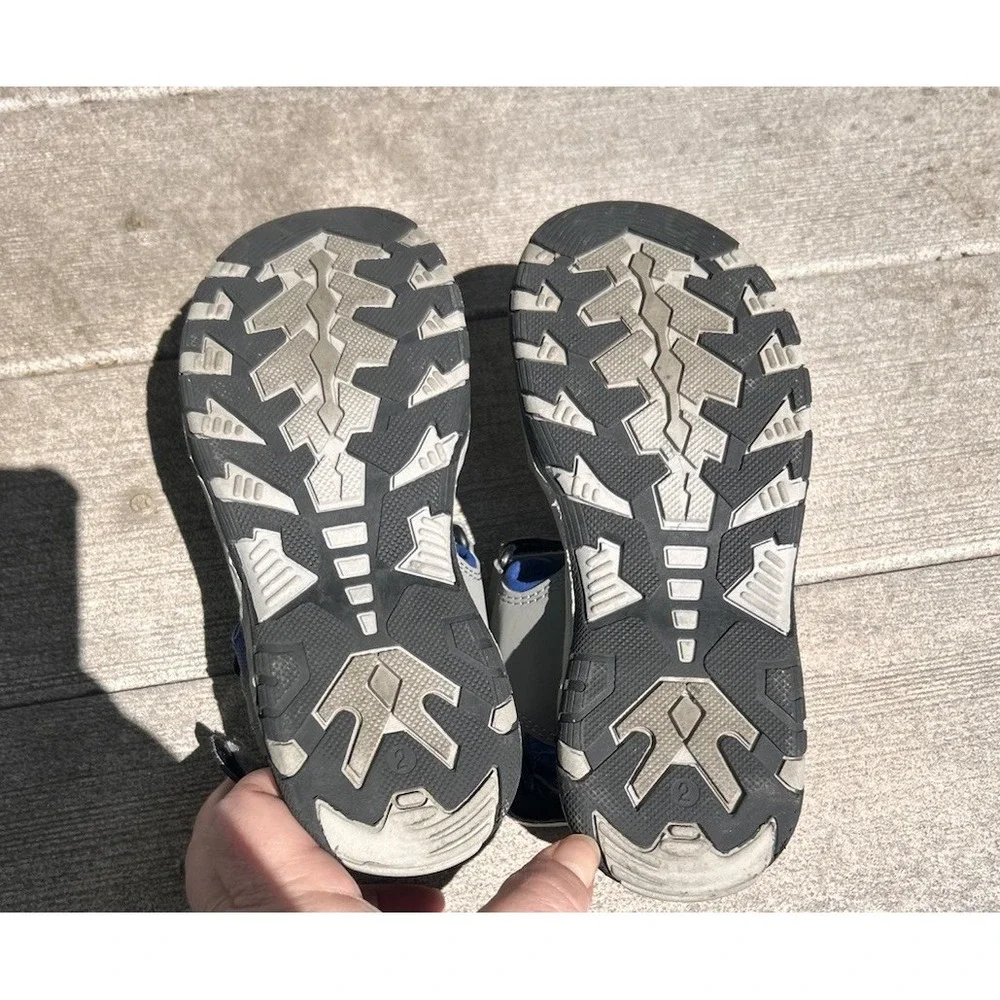 Eddie Bauer Rocky Adjustable‎ Sandals Gray  Blue Boys Size 2 Gorpcore Hiking